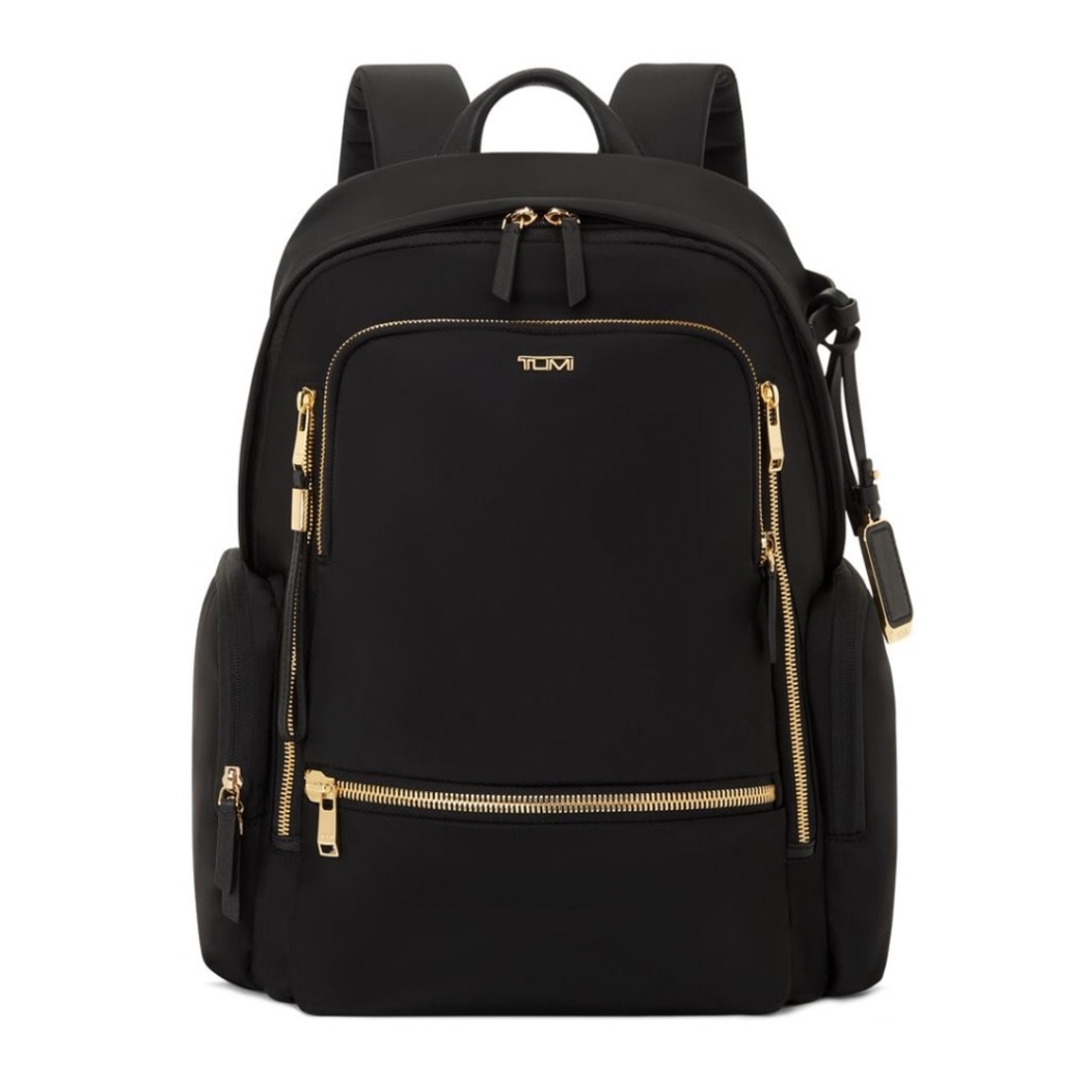 Tumi Celina Black Backpack with Gold Details